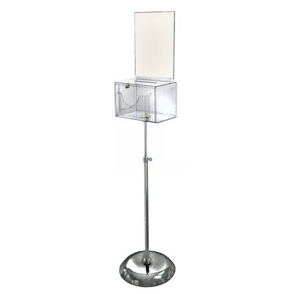 Large Clear Lottery Box W/ Pocket, Lock and Keys on Pedestal